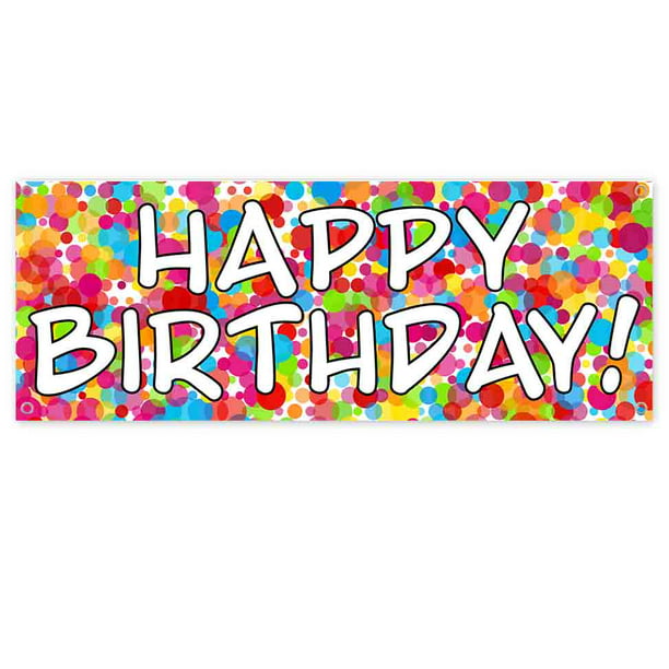 36 x 72 L Happy Birthday Banner Sign 13 oz Heavy Duty Waterproof Happy Birthday Vinyl Banner for Business with Metal Grommets 
